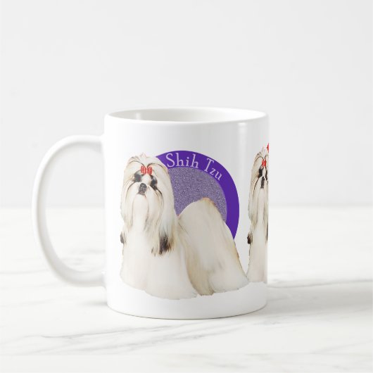 シーズー(犬)のTzuのカラフルなマグ コーヒーマグカップ (左)