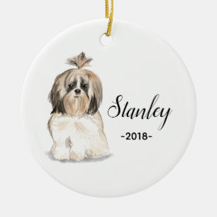 シーズー（犬）のtzuのクリスマスのオーナメント セラミックオーナメント