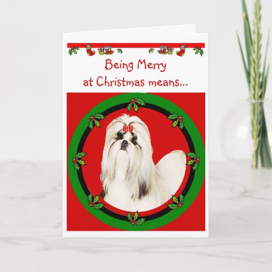 シーズー(犬)のTzuのクリスマスカード シーズンカード (正面)
