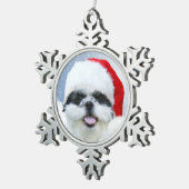 シーズー(犬)のTzuのクリスマス スノーフレークピューターオーナメント (右)