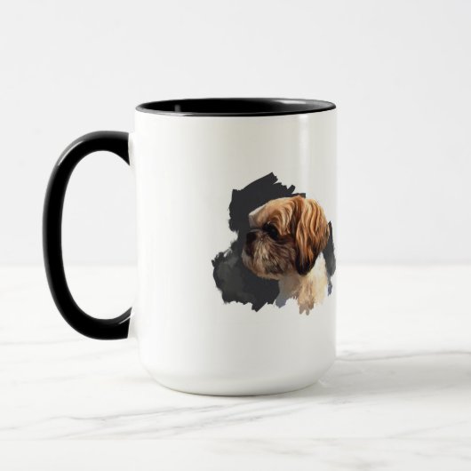 シーズー（犬）のTzuの元の芸術のマグ マグカップ (左)