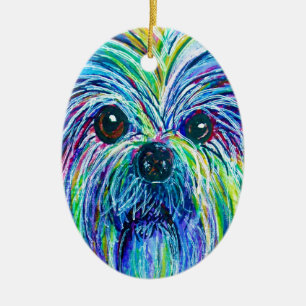 シーズー（犬）のTzuの強い色 セラミックオーナメント