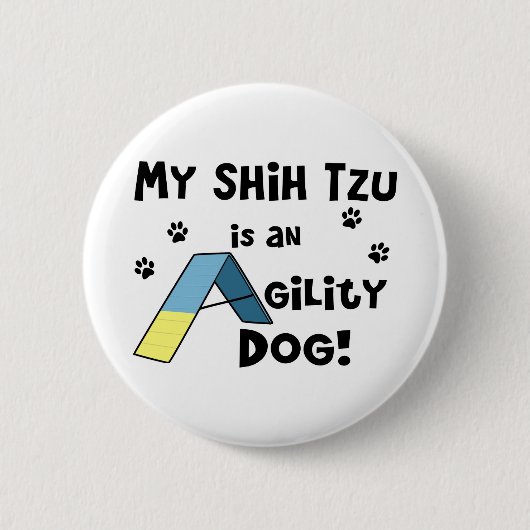 シーズー（犬）のTzuの敏捷犬ボタン 缶バッジ (正面)