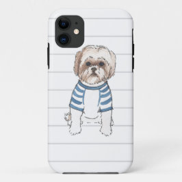 シーズー（犬）のTzuの水彩画のIphoneの場合 iPhone 11 ケース