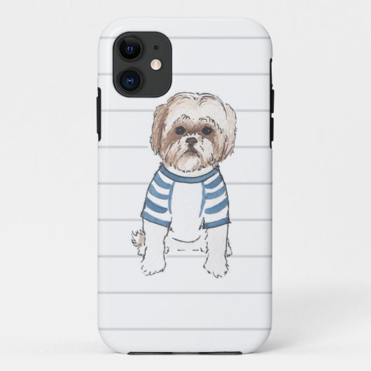 シーズー(犬)のTzuの水彩画のIphoneの場合 Case-Mate iPhoneケース (裏面)