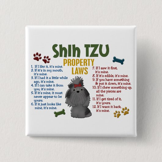 シーズー（犬）のTzuの特性の法律4 缶バッジ (正面)