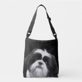 シーズー（犬）のTzuの白黒バッグ クロスボディバッグ (正面)