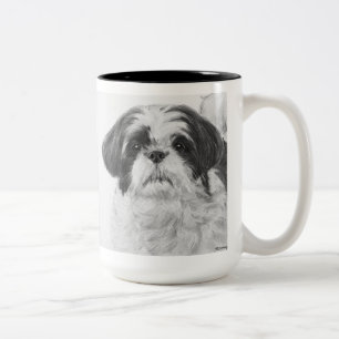シーズー(犬)のTzuの白黒芸術 ツートーンマグカップ