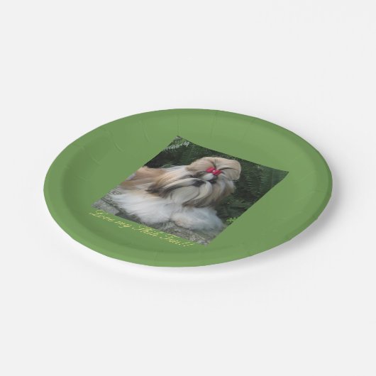 シーズー（犬）のTzuの私のプレートを愛して下さい ペーパープレート (アングル)