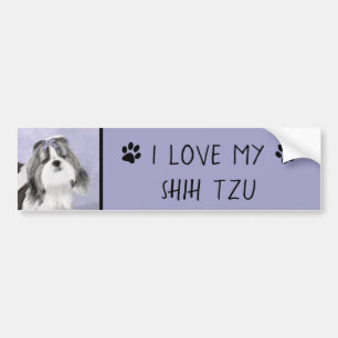 シーズー（犬）のTzuの絵画-かわいい元の犬の芸術 バンパーステッカー