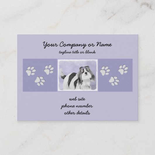 シーズー(犬)のTzuの絵画-かわいい元の犬の芸術 名刺 (正面)