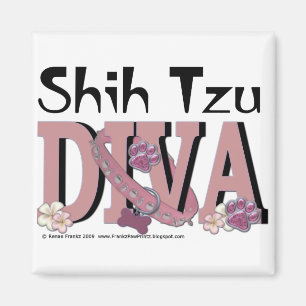 シーズー(犬)のTzuの花型女性歌手 マグネット