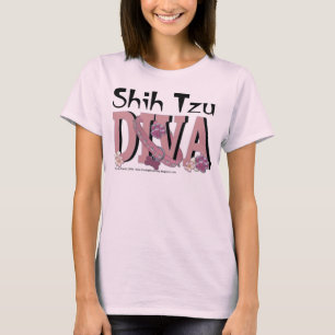 シーズー(犬)のTzuの花型女性歌手 Tシャツ