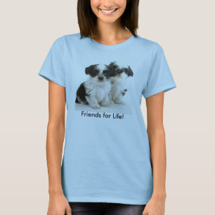 シーズー(犬)のTzuの2匹の子犬-生命の友人! Tシャツ