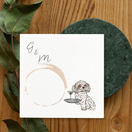 シーズー(犬)のTzuはマルティーニカクテルを持つ スタンダードカクテルナプキン