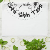 シーズー（犬）のTzu幸せで愛らしくおもしろいで及びかわいい犬 キッチンタオル (折り畳み)