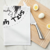 シーズー（犬）のTzu幸せで愛らしくおもしろいで及びかわいい犬 キッチンタオル (四つ折り)