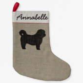 シーズー（犬）のTzu犬のシルエットの休日のパーソナライズなクリスマス スモールクリスマスストッキング (正面)