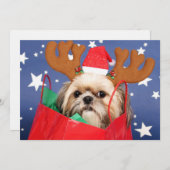 シーズー（犬）のTzu犬は赤いショッピングバッグに (正面/裏面)