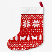 シーズー(犬)のTzu犬は赤と白パターンのシルエットを描きます スモールクリスマスストッキング (裏面)