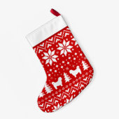 シーズー(犬)のTzu犬は赤と白パターンのシルエットを描きます スモールクリスマスストッキング (裏面 (吊り時))