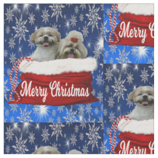 シーズー(犬)のTzu生地のクリスマス ファブリック