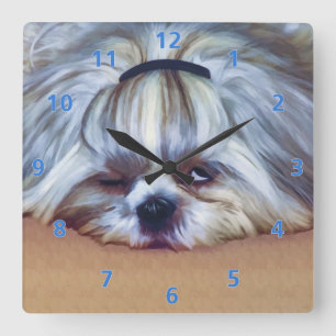 シーズー(犬)のTzu眠い犬 スクエア壁時計
