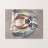 シーズー(犬)のTzu Brindleおよび白い犬 ジグソーパズル (横)