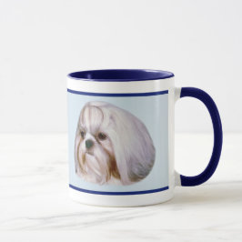 シーズー（犬）のTzu Brindleおよび白い犬 マグカップ