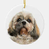 シーズー(犬)カスタムズドッグパーソナライズされたペット写真 セラミックオーナメント (正面)