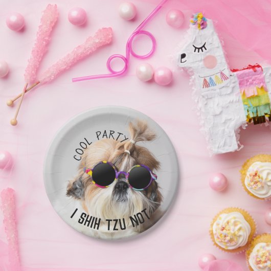 シーズー（犬）クールTZUあなたおもしろいかわいいサングラスパーティー ペーパープレート (パーティー)