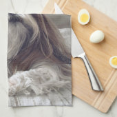 シーズー（犬）クールTzuロングヘアヴィンテージサングラス写真 キッチンタオル (四つ折り)