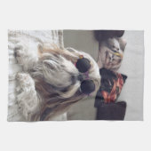 シーズー（犬）クールTzuロングヘアヴィンテージサングラス写真 キッチンタオル (横)