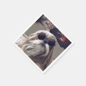 シーズー(犬)クールTzuロングヘアヴィンテージサングラス写真 スタンダードカクテルナプキン (角)