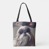 シーズー（犬）クールTzuロングヘアヴィンテージサングラス写真 トートバッグ (裏面)