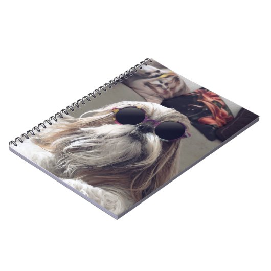 シーズー（犬）クールTzuロングヘアヴィンテージサングラス写真 ノートブック (左側)