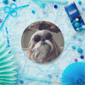 シーズー（犬）クールTzuロングヘアヴィンテージサングラス写真 ペーパープレート (パーティー)