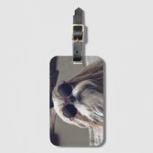 シーズー（犬）クールTzuロングヘアヴィンテージサングラス写真 ラゲッジタグ (正面縦)