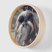 シーズー（犬）クールTzuロングヘアヴィンテージサングラス写真 壁時計 (傾斜)