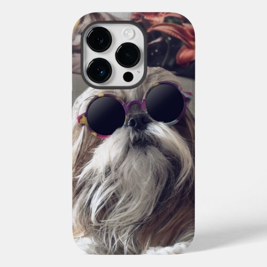 シーズー(犬)クールTzuロングヘアヴィンテージサングラス写真 Case-Mate iPhoneケース (裏面)