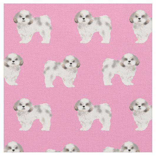 シーズー（犬）ズのかわいい犬ピンク ファブリック (クローズアップ)