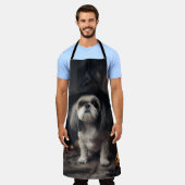 シーズー(犬)ズカボンプキンハロウィンホラー エプロン (着用した状態)