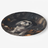 シーズー(犬)ズカボンプキンハロウィンホラー ペーパープレート (アングル)