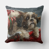 シーズー(犬)ズドッグクリスマスフェスティバル クッション (正面)