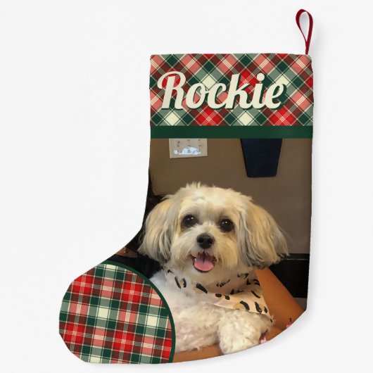 シーズー（犬）ズドッグパーソナライズされた スモールクリスマスストッキング (裏面)