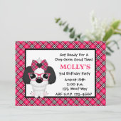 シーズー(犬)ズパピードッグピンクバースデーパーティ招待状 招待状 (スタンド正面)