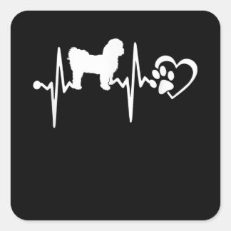 シーズー（犬）チズハートビートポーパピーおもしろい犬ペット スクエアシール