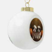 シーズー(犬)チズパピー秋デライトカボチャ セラミックボールオーナメント (左)