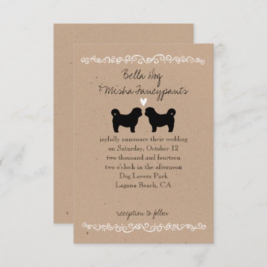 シーズー(犬)チドグシルエット結婚式招待状 招待状 (正面/裏面)