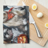 シーズー（犬）チハロウィン不気味 キッチンタオル (四つ折り)